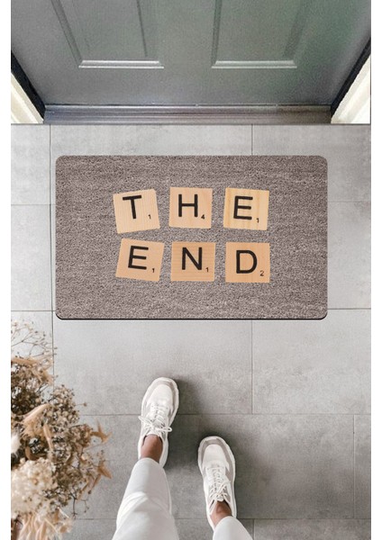 Yüksek Kaliteli Dijital Baskı Gri Paspas The End Kapı Önü Paspası