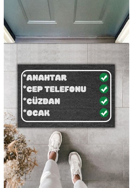 Modern Dijital Baskı Paspas - Siyah Hatırlatma Paspas - Kapi Onu Paspasi