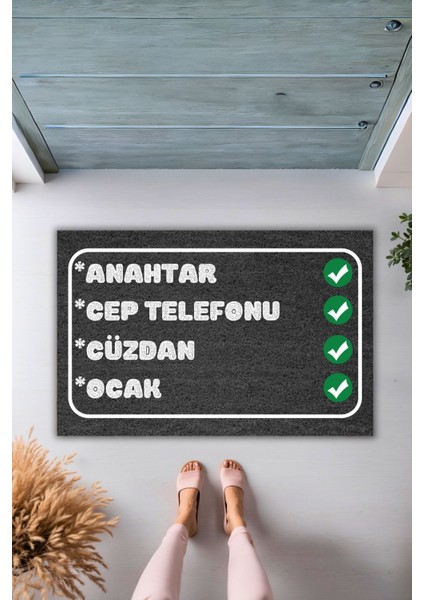 Modern Dijital Baskı Paspas - Siyah Hatırlatma Paspas - Kapi Onu Paspasi fiyatları