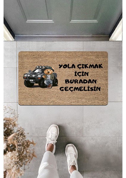 Yüksek Kaliteli Dijital Baskı Offroad Ayıcık 'yola Geçmek Için Buradan Geçmelisin Kapı Önü Paspası