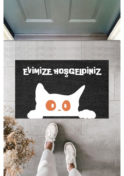 Modern Paspas - Şaşkın Yarım Kedi - Özel Tasarım Kapı Önü Paspası
