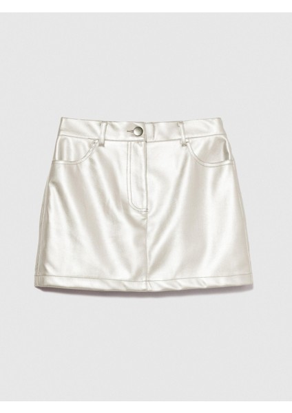 Suni Deri Metalik Görünümlü Mini Etek Kadın Renkli T-Shirt - 323A4KDYL001K fırsatları