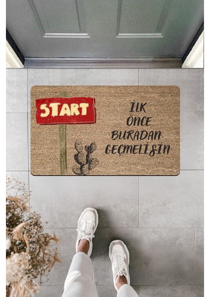 Yüksek Kaliteli Dijital Baskı Start Ilk Önce Buradan Geçmelisin Kapı Önü Paspası