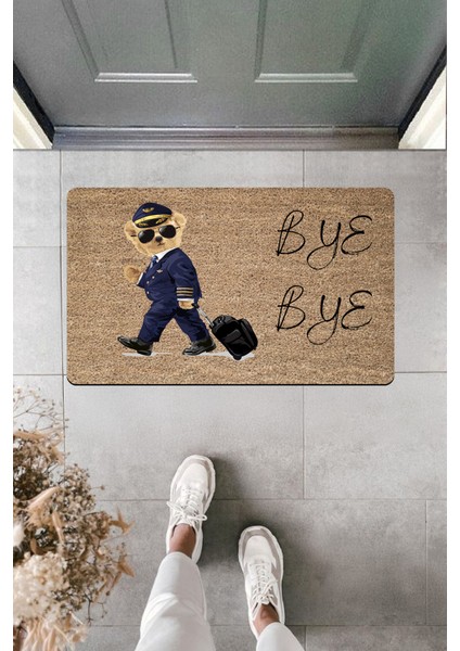 Yüksek Kaliteli Dijital Baskı Pilot Ayıcık Byebye Kapı Önü Paspası