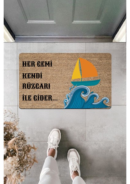 Yüksek Kaliteli Dijital Baskı Her Gemi Kendi Rüzgarı Ile Gider Kapı Önü Paspası