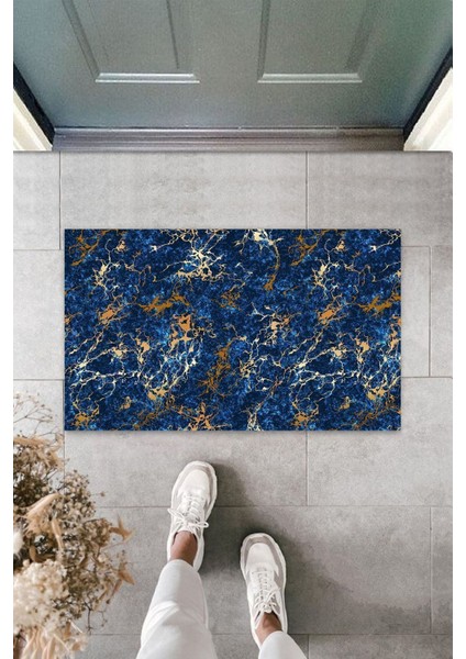 Çok Amaçlı Dijital Baskı Lacivert Ebruli Iç ve Dış Mekan Paspas