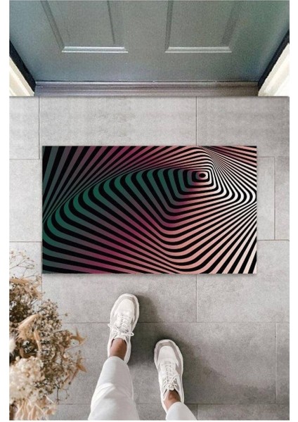 Çok Amaçlı Dijital 3D Spiral Siyah-Pembe Kapı Paspası Dış Mekan Paspas