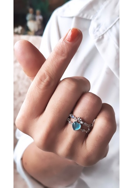 Kalp Figürlü Çif Şerit Çelik Kaplama Yüzük fiyatları