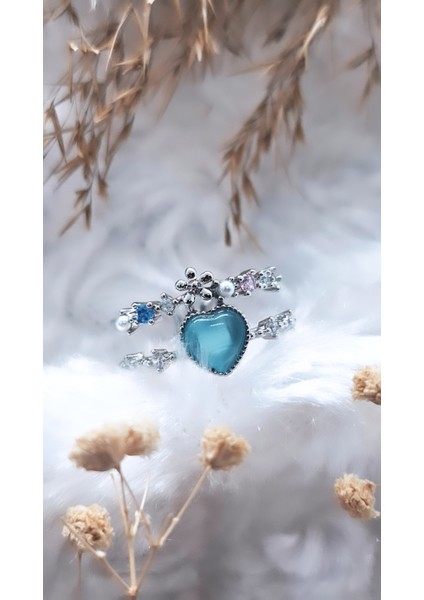 Kalp Figürlü Çif Şerit Çelik Kaplama Yüzük modelleri