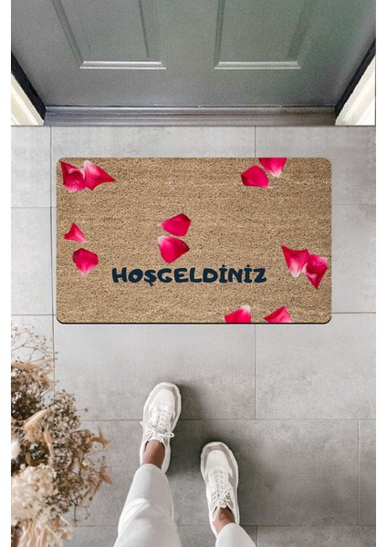 Yüksek Kaliteli Dijital Baskı Gül Yaprakları Hoşgeldiniz Kapı Önü Paspası