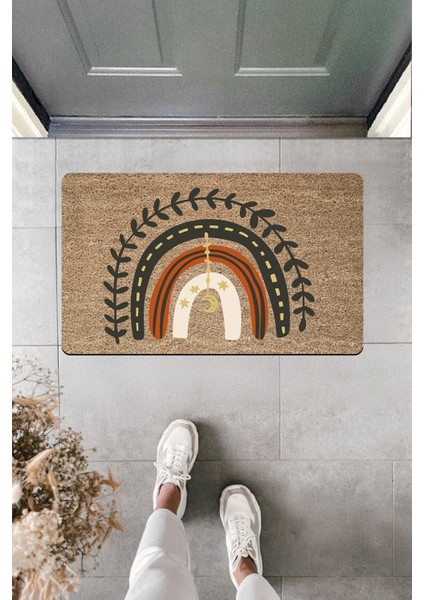 Yüksek Kaliteli Dijital Baskı Gökkuşağı ve Kolye Temalı Kapı Önü Paspası