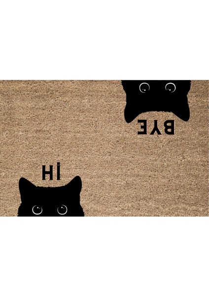 Dijital Baskı Siyah Kedicikli Renkli Desenli Kapı Önü Paspası fiyatları