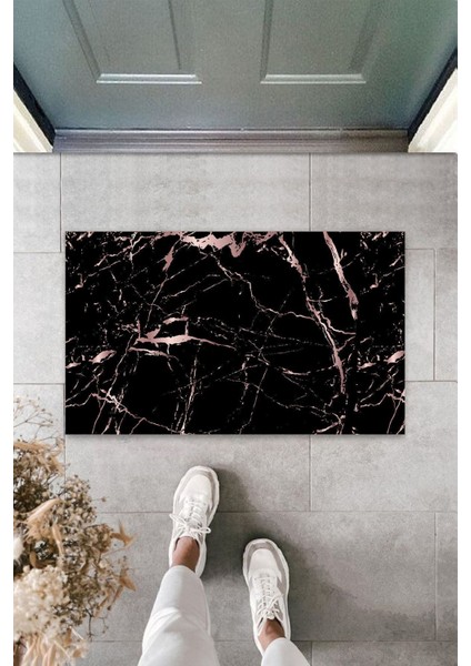 Çok Amaçlı Dijital Baskı Siyah Mermer Iç ve Dış Mekan Kapı Paspası