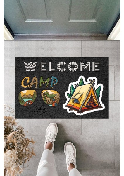 Modern Paspas - Welcome Camp Life - Özel Tasarım Kapı Önü Paspası 36