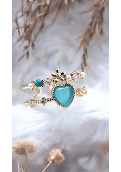 Kalp Figürlü Çif Şerit Çelik Kaplama Yüzük modelleri