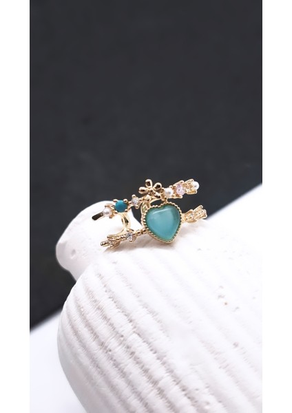 Kalp Figürlü Çif Şerit Çelik Kaplama Yüzük fırsatları