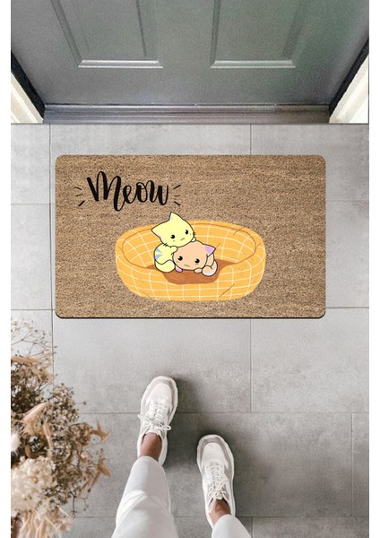 Yüksek Kaliteli Dijital Baskı Yavru Kedicikler Kapı Önü Paspası