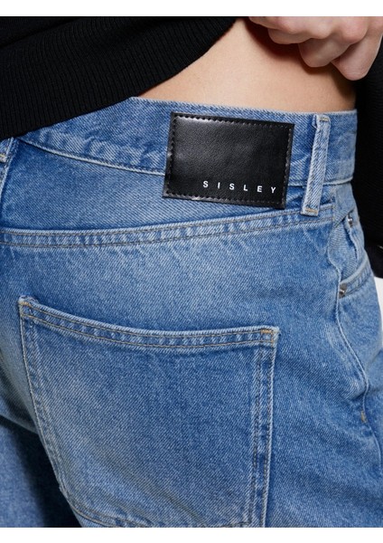 %100 Pamuk 5 Cepli Regular Fit Ağartılmış Denim Pantolon Kadın Siyah Mix Pantolon - 324A489XLE03J