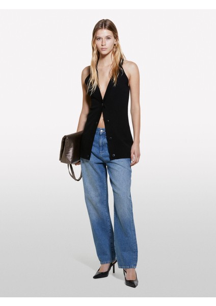 %100 Pamuk 5 Cepli Regular Fit Ağartılmış Denim Pantolon Kadın Siyah Mix Pantolon - 324A489XLE03J modelleri