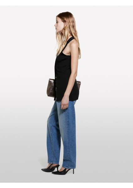 %100 Pamuk 5 Cepli Regular Fit Ağartılmış Denim Pantolon Kadın Siyah Mix Pantolon - 324A489XLE03J fırsatları