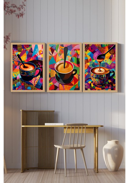 🎨 Renklerin Enerjisi – 3’lü Mdf Uv Baskılı Kahve Temalı Tablo Seti (3 Ebat Seçeneği) CRVS1018 13 x 17 fiyatları