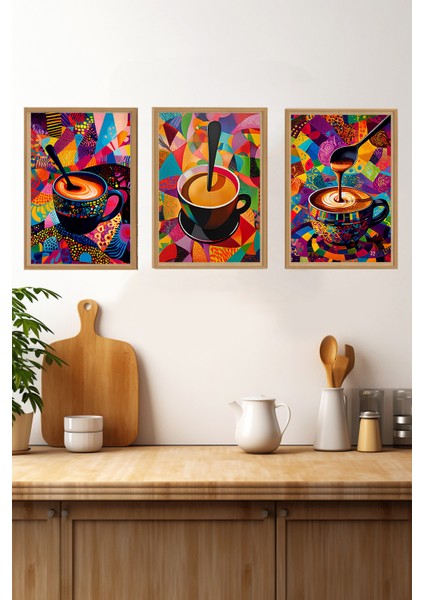🎨 Renklerin Enerjisi – 3’lü Mdf Uv Baskılı Kahve Temalı Tablo Seti (3 Ebat Seçeneği) CRVS1018 13 x 17 fırsatları