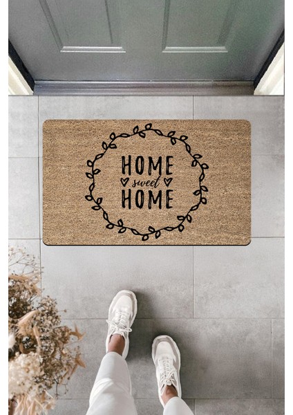 Yüksek Kaliteli Dijital Baskı Çiçekli Çember Home Sweet Home Kapı Önü Paspası
