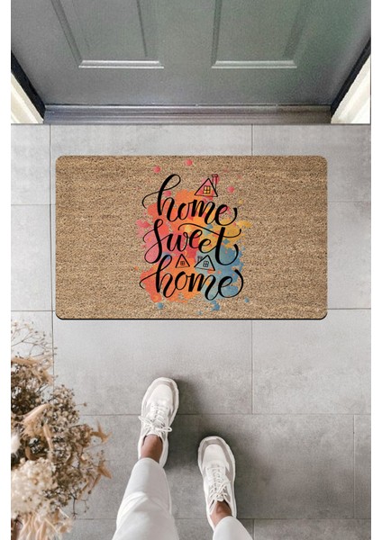 Yüksek Kaliteli Dijital Baskı Renki Sulu Boya Üzeri Home Sweet Home Kapı Önü Paspası
