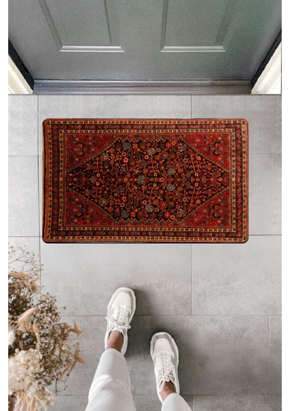 Yüksek Kaliteli Dijital Baskı Sanatsal Bordo Renk Halı Desenli Kapı Önü Paspası