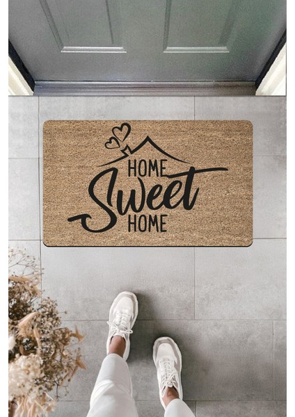 Yüksek Kaliteli Dijital Baskı Bacadan Kalpler Çıkan Ev Hoş Geldin Kapı Önü Paspası