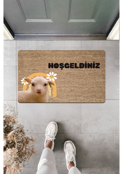 Yüksek Kaliteli Dijital Baskı Yavru Koyun Hoşgeldiniz Kapı Önü Paspası
