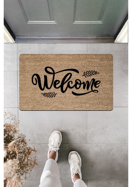Yüksek Kaliteli Dijital Baskı Başaklı Welcome Kapı Önü Paspası