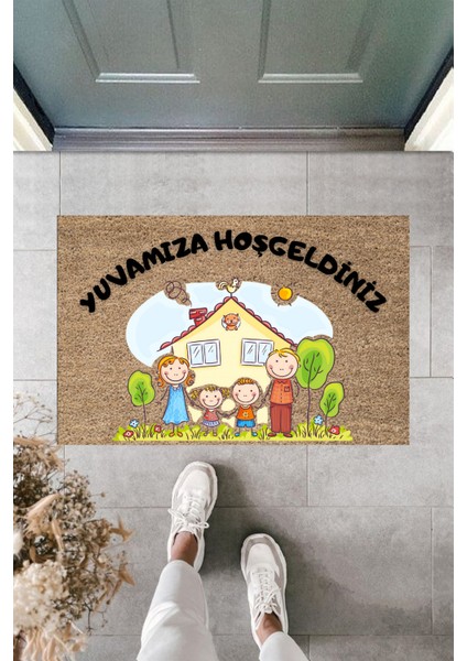 Modern Paspas - Tatlı Aile Yuvamıza Hoşgeldiniz - Özel Tasarım Kapı Önü Paspası 32.1
