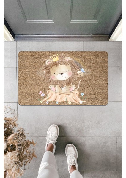 Yüksek Kaliteli Dijital Baskı Şirin Kral Aslancık Kökü Kapı Önü Paspası