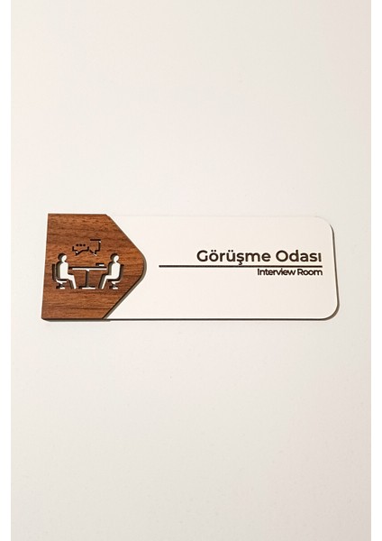Görüşme Odası Kapı Tabelası – Mdf Ofis Yönlendirme Levhası | 19X7 cm