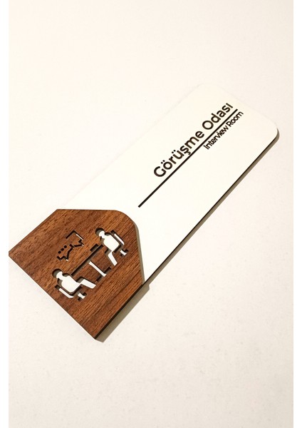 Görüşme Odası Kapı Tabelası – Mdf Ofis Yönlendirme Levhası | 19X7 cm fiyatları