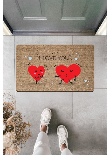 Yüksek Kaliteli Dijital Baskı Çiftl Kalp I Love You Kapı Önü Paspası