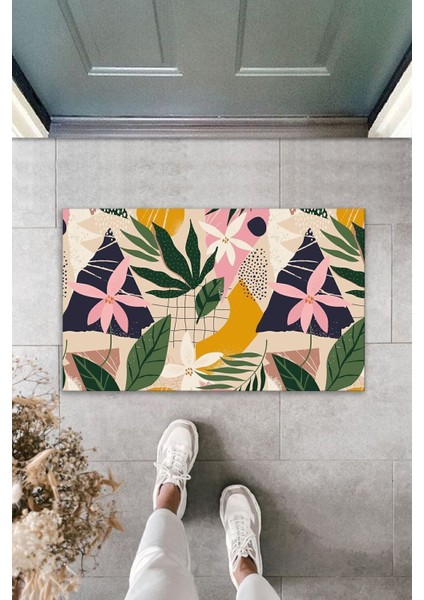 Çok Amaçlı Dekoratif Dijital Baskı Renkli Çiçek Dış Mekan Paspas