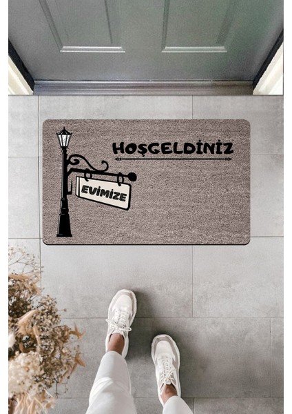 Yüksek Kaliteli Dijital Baskı Sokak Lambalı Evimize Hoşgeldiniz Kapı Önü Paspası