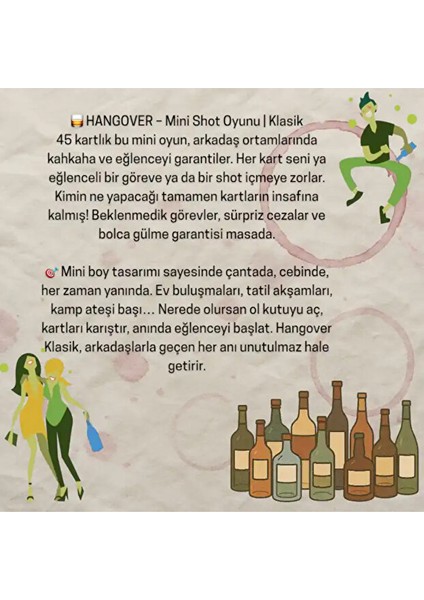 Hangover Mini Klasik Yetişkin Içki Kart Oyunu 45 Kart indirimleri