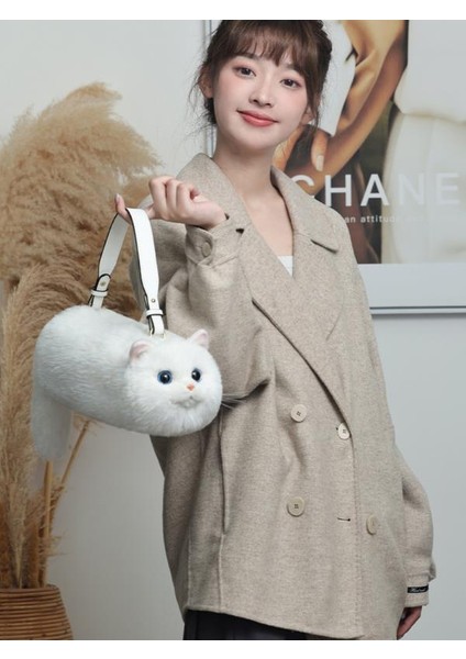 Bear & Deer Pelüş Kedi Şeklinde El Çantası – Beyaz - BD-CAT006 fiyatları