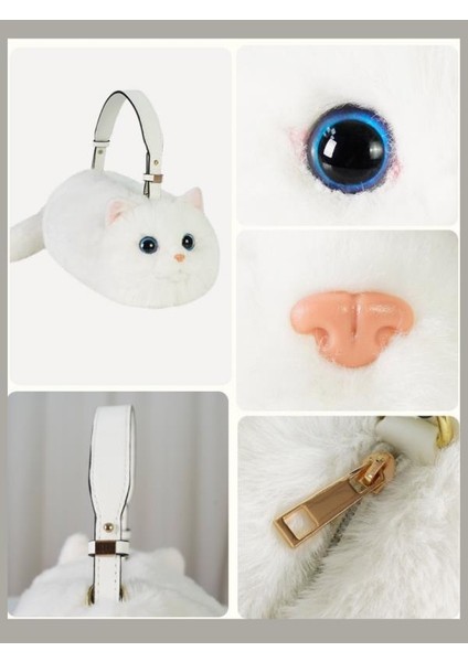 Bear & Deer Pelüş Kedi Şeklinde El Çantası – Beyaz - BD-CAT006 modelleri
