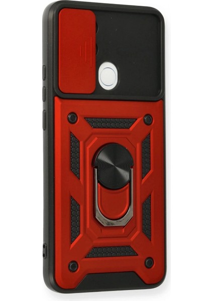 Oppo A15 Kılıf Pars Lens Yüzüklü Silikon - Kırmızı fiyatları