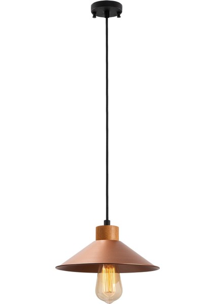 Konik Retro Tekli Sarkıt Avize Kahverengi, Modern Dekoratif Metal Sıvama Tavan Lambası KONIKSIVAMA-003