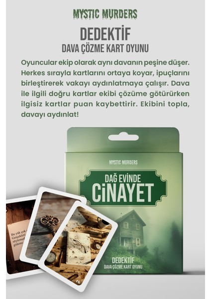 Dedektif Kart Oyunu Dağ Evinde Cinayet 38 Kart Zeka ve Mantık Oyunu