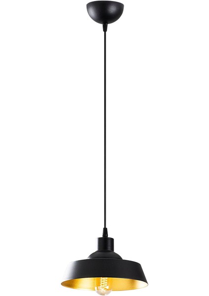 Retro Tekli Sarkıt Avize Siyah, Dekoratif Metal Sıvama Başlık Lamba EFESIVAMA-189BLACK-1