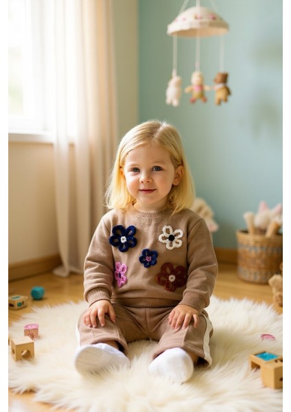 Çiçekli Kışlık Kız Çocuk Ispanyol Paça Takım fırsatları