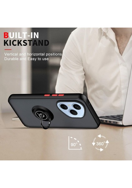 Honor 400 Pro Uyumlu Kılıf Yüzüklü Standlı Extra Darbe Koruma Sert Silikon Kapak - Lacivert indirimleri