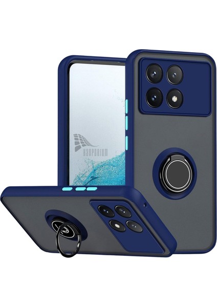 Poco X6 Pro Uyumlu Kılıf Yüzüklü Standlı Extra Darbe Koruma Sert Silikon Kapak - Lacivert