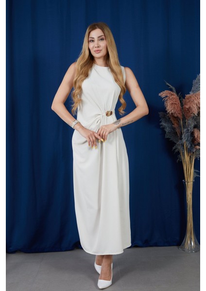 Askılı Yırtmaçlı Linda Kumaş Elbise fiyatları